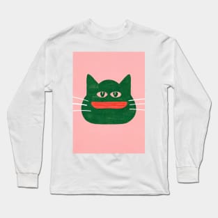 Pepe the Cat Retro Poster Vintage Art Pepe Wall Meme Pink Illustration Long Sleeve T-Shirt